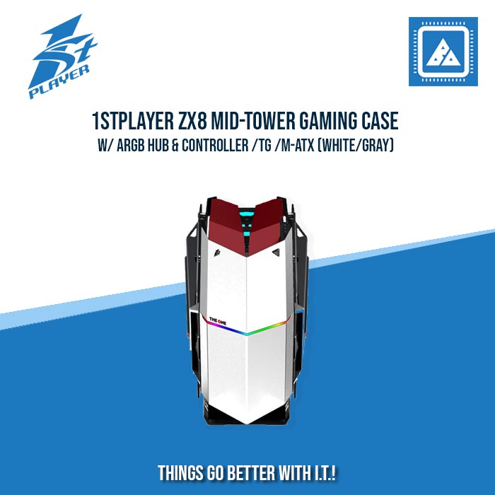 1STPLAYER ZX8 MID-TOWER GAMING CASE W/ ARGB HUB & CONTROLLER /TG /M-ATX (WHITE/GRAY) 1STPLAYER ZX8 MID-TOWER GAMING CASE W/ ARGB HUB & CONTROLLER /TG /M-ATX (WHITE/GRAY)